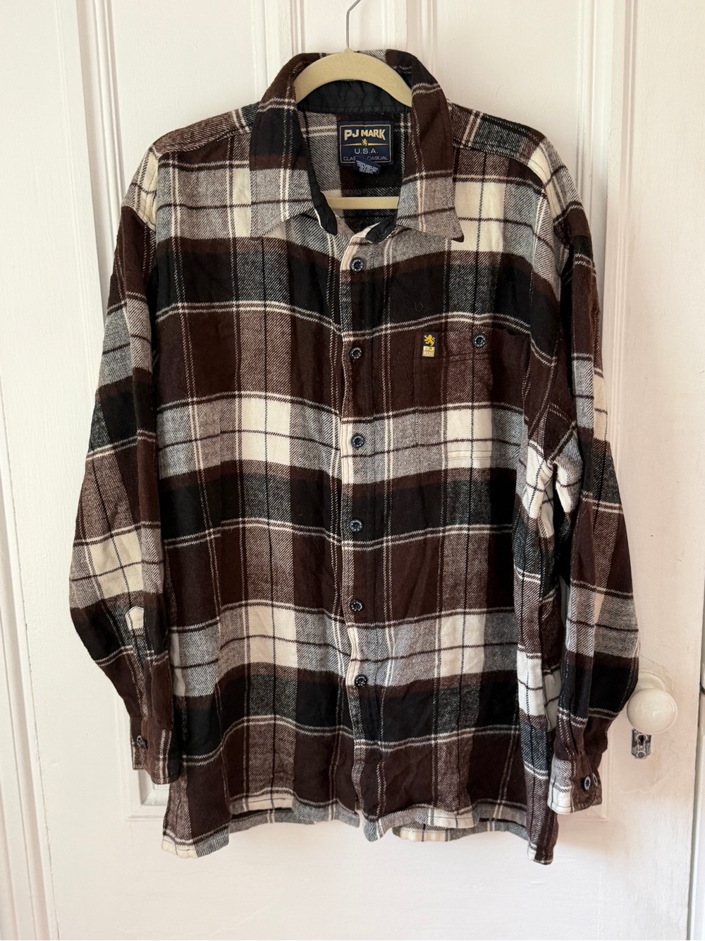 Men’s PJ Mark Plaid Flannel Button Front Long Sleeve Shirt Size XXL